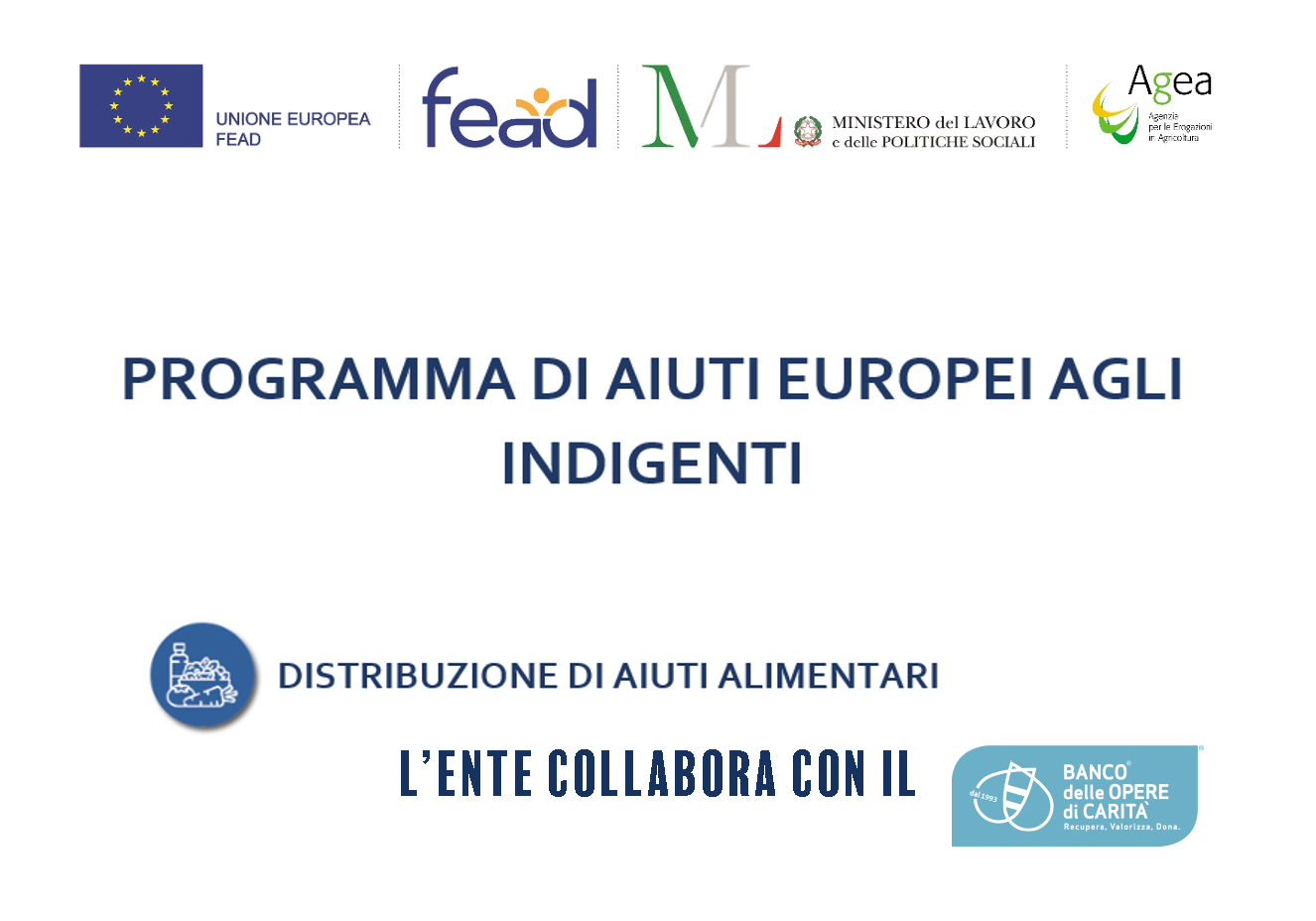Programma di Aiuti Europei agli Indigenti (PO I FEAD) - COMUNICAZIONE
